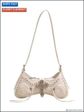 Y2K Studded Cross Shoulder Bag Punk Top Handle PU Leather Handbag Purses
